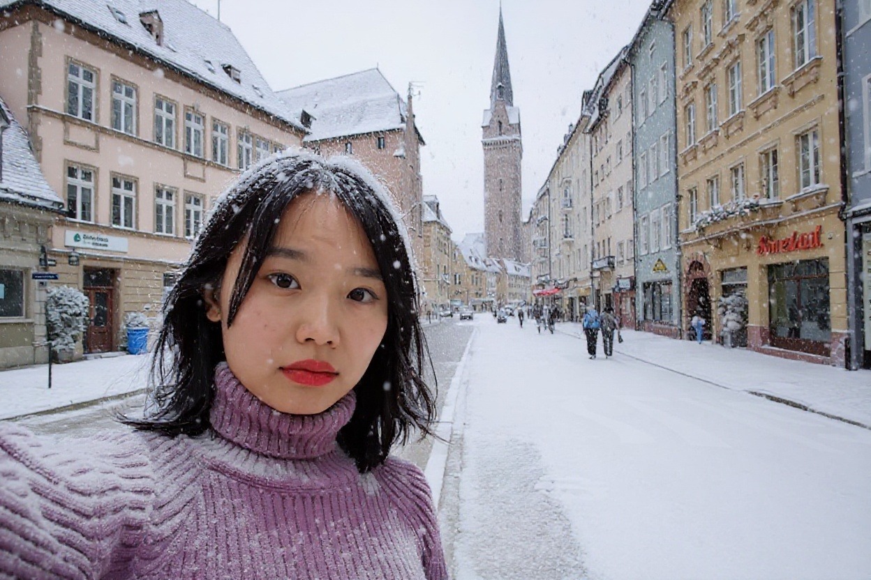 It's now snowing, everything is covered in snow